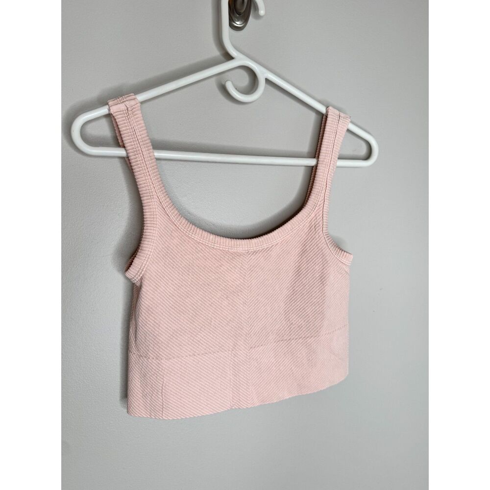 Nikibiki Blush Pink Ribbed Cropped Tank Top Stretch Seamless Crop Camisole - Picture 4 of 7